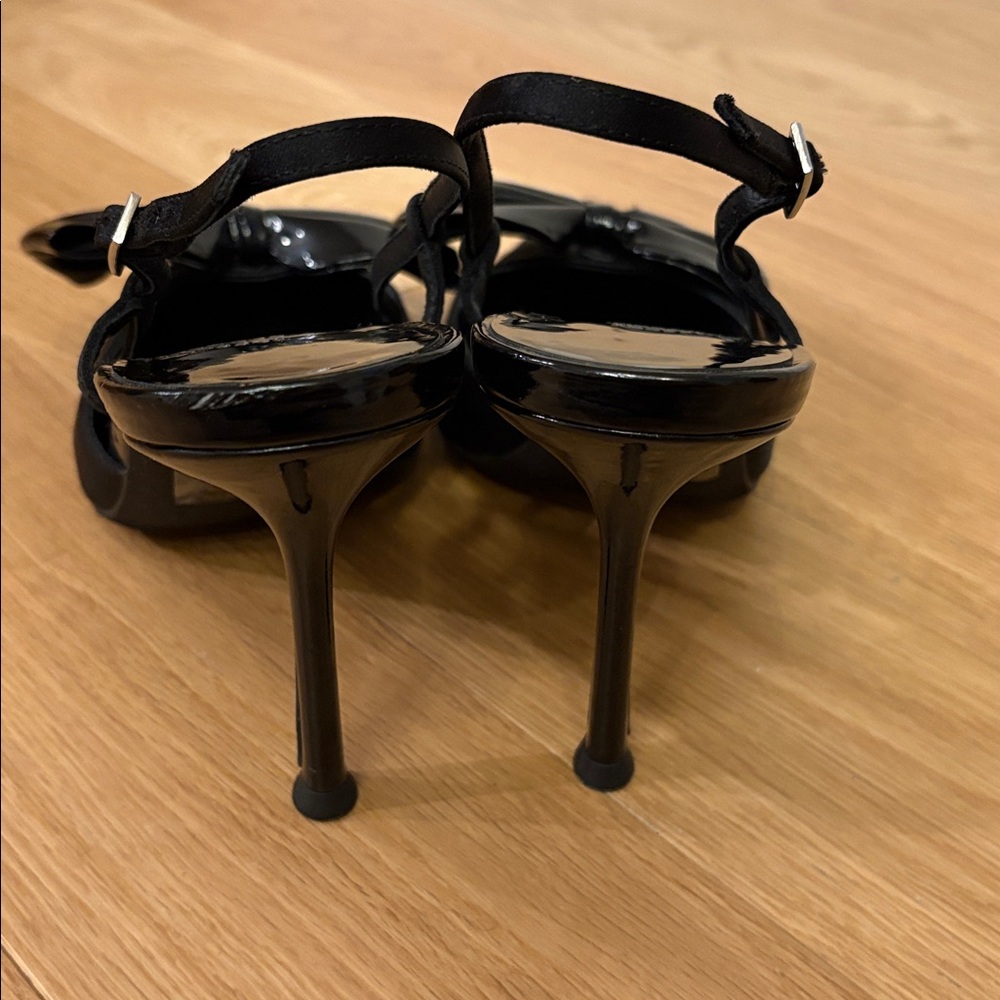 Jeffrey Campbell Black Bow Pointed Toe Slingback Heels – Size 10 - Picture 4 of 5